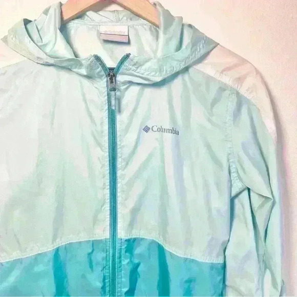 Columbia Sportswear Kids Lightweight Teal Packable Windbreaker Size Large - Picture 5 of 16